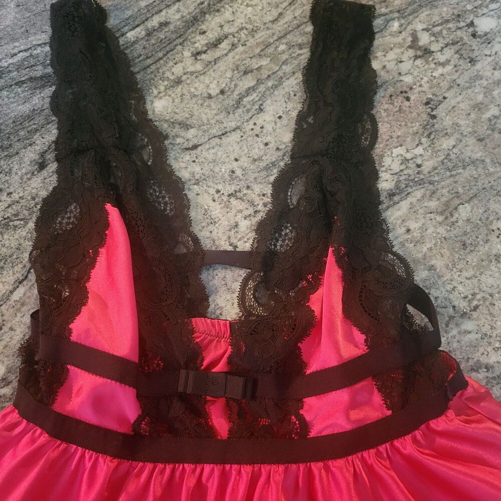 Victoria's Secret Womens Red Satin Babydoll Lingerie Size Small S - Picture 2 of 5